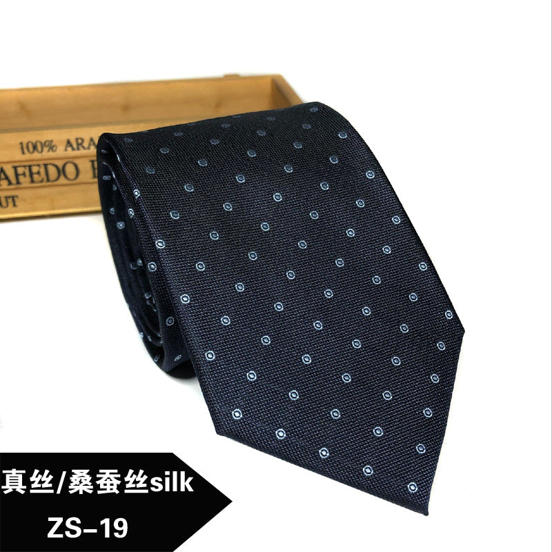 New silk tie Mulberry silk men's 8cm dress business yarn-dyed jacquard factory spot wholesale logo