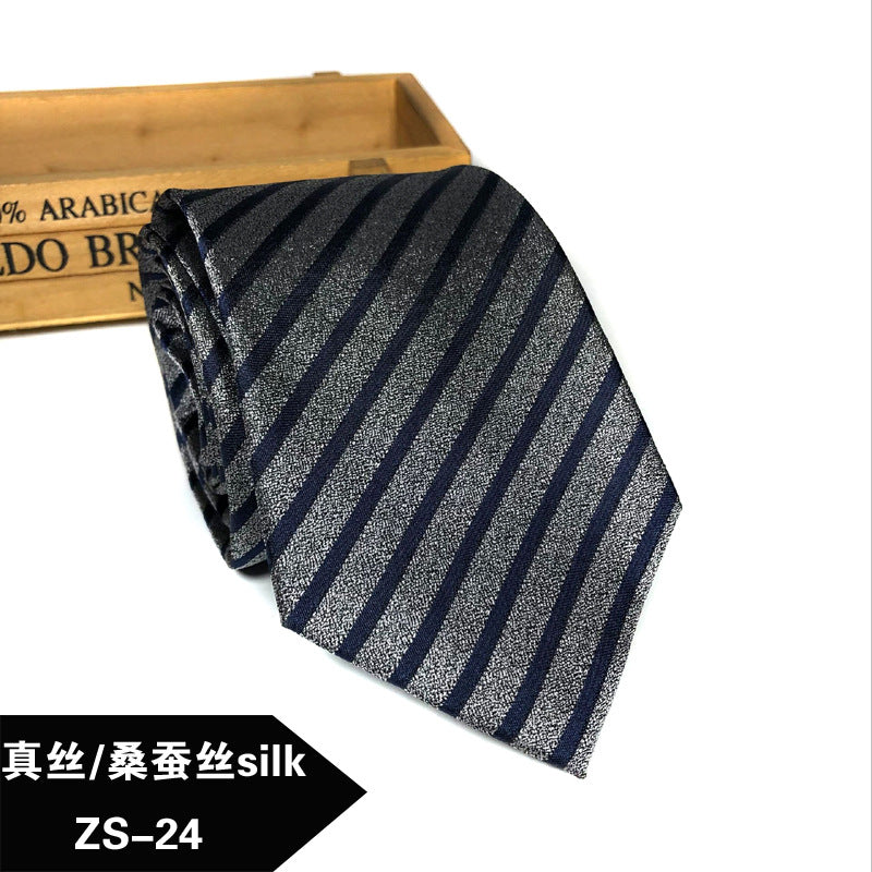 New silk tie Mulberry silk men's 8cm dress business yarn-dyed jacquard factory spot wholesale logo