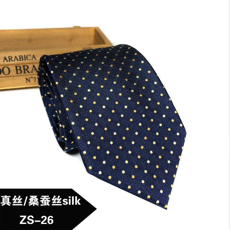 New silk tie Mulberry silk men's 8cm dress business yarn-dyed jacquard factory spot wholesale logo