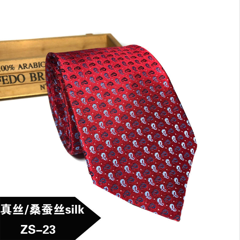 New silk tie Mulberry silk men's 8cm dress business yarn-dyed jacquard factory spot wholesale logo