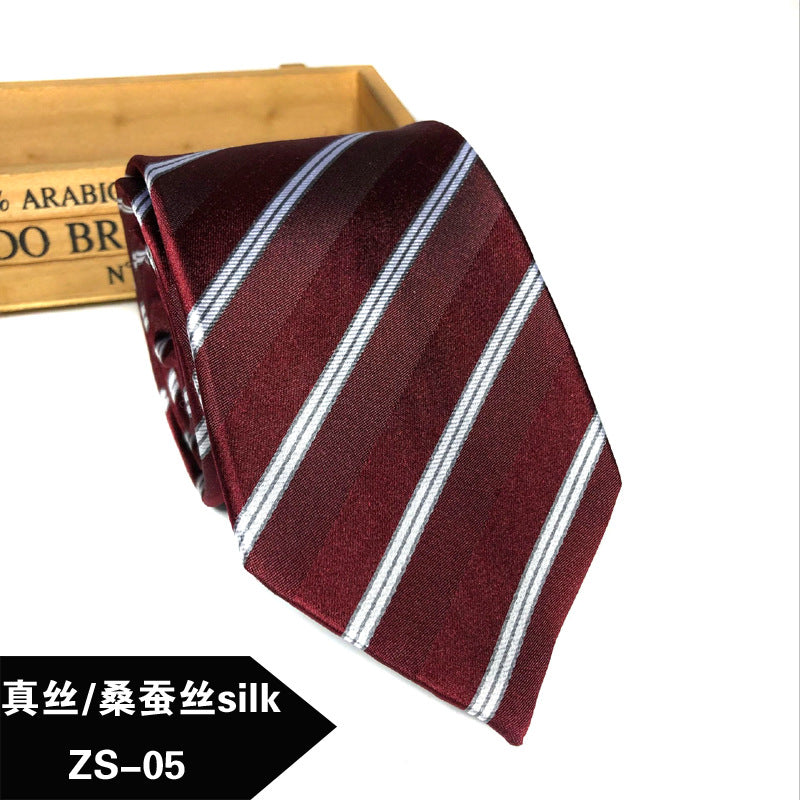 New silk tie Mulberry silk men's 8cm dress business yarn-dyed jacquard factory spot wholesale logo