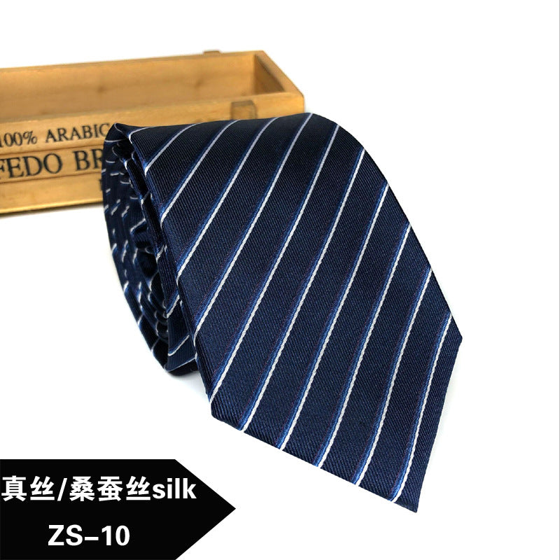 New silk tie Mulberry silk men's 8cm dress business yarn-dyed jacquard factory spot wholesale logo