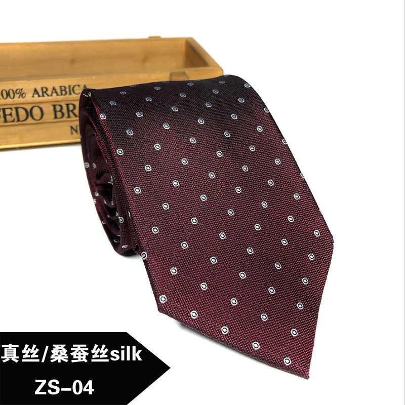 New silk tie Mulberry silk men's 8cm dress business yarn-dyed jacquard factory spot wholesale logo