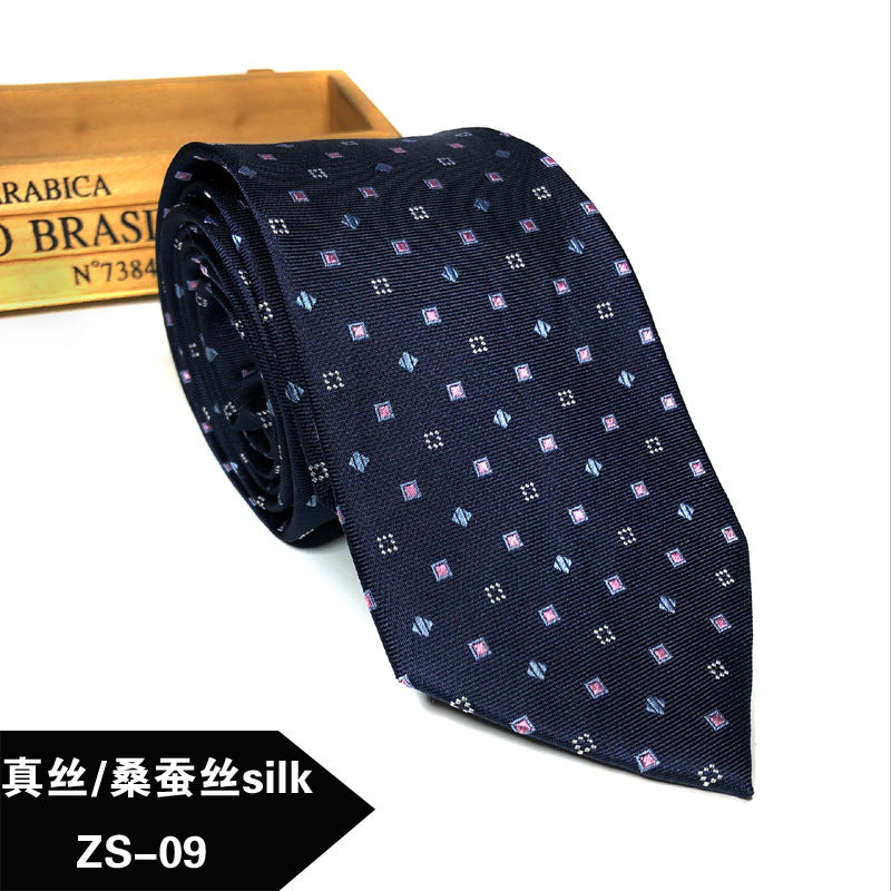 New silk tie Mulberry silk men's 8cm dress business yarn-dyed jacquard factory spot wholesale logo