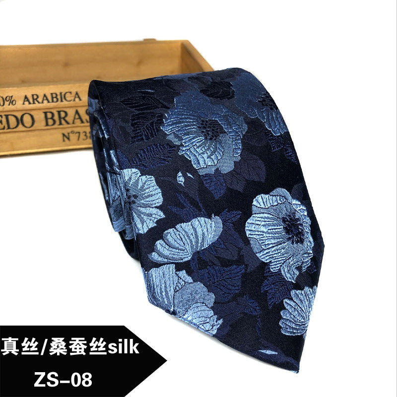 New silk tie Mulberry silk men's 8cm dress business yarn-dyed jacquard factory spot wholesale logo