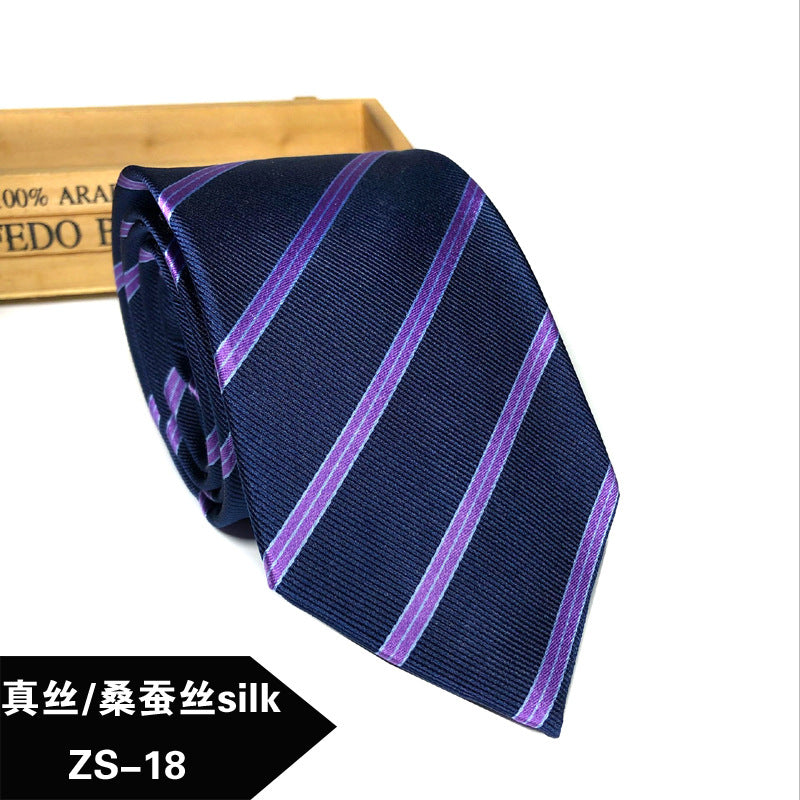 New silk tie Mulberry silk men's 8cm dress business yarn-dyed jacquard factory spot wholesale logo