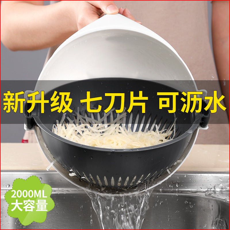 Source factory nine-in-one multi-functional drain basket kitchen manual vegetable and fruit cutting multipurpose grater vegetable cutter