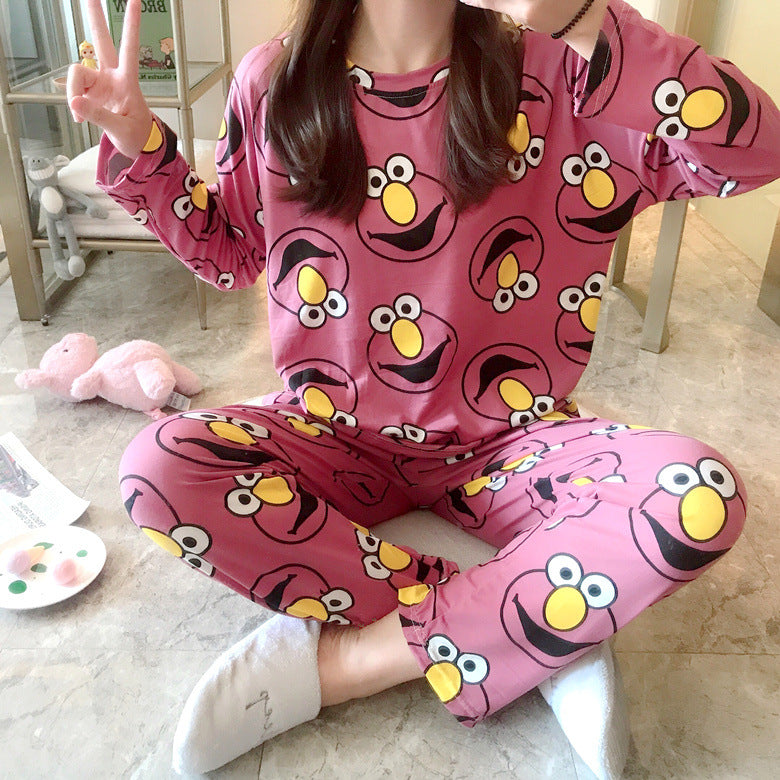 New spring, autumn and winter girls pajamas cartoon cute casual trousers long-sleeved home clothes suits one piece factory wholesale