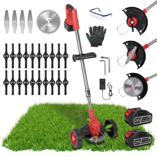 1Pc 3 In 1 Electric Cordless Grass Wacker Battery Powered Grass Trimmer With Wheels