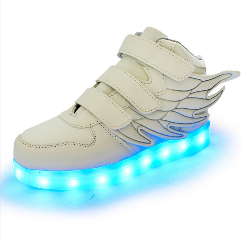 2023 new children's luminous shoes colorful light shoes LED charging luminous shoes children's shoes boys and girls wing light shoes