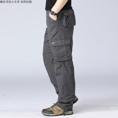 Cross-border export foreign trade multi-pocket men's workwear trousers loose trousers plus size plus size labor protection casual straight trousers