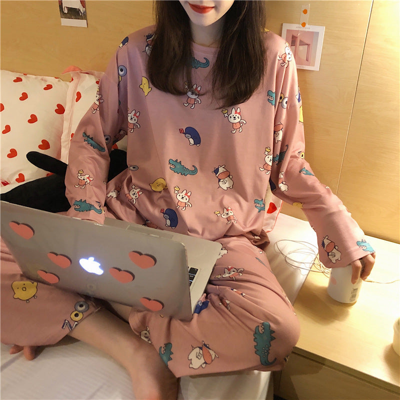 New spring, autumn and winter girls pajamas cartoon cute casual trousers long-sleeved home clothes suits one piece factory wholesale