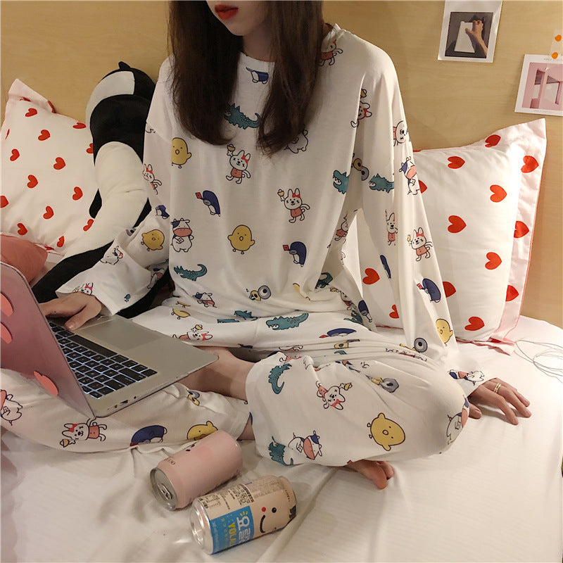 New spring, autumn and winter girls pajamas cartoon cute casual trousers long-sleeved home clothes suits one piece factory wholesale