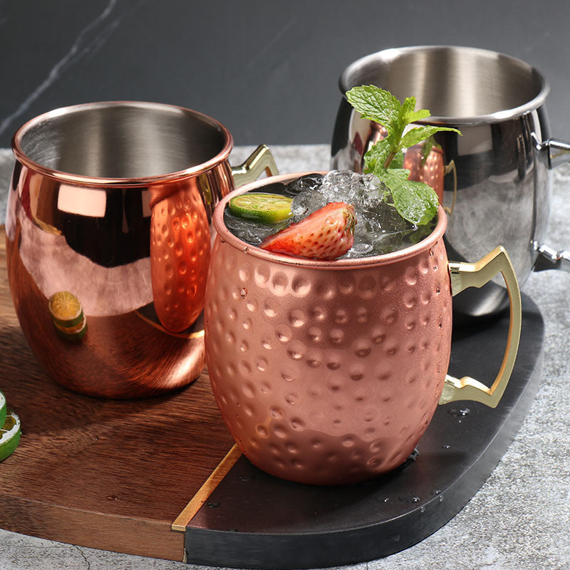 550ml Moscow Mule Copper Mug Handcrafted 304 Stainless Steel Cup Beer Cocktail Glass Coffee Cup Premium Gift For Drink Lovers