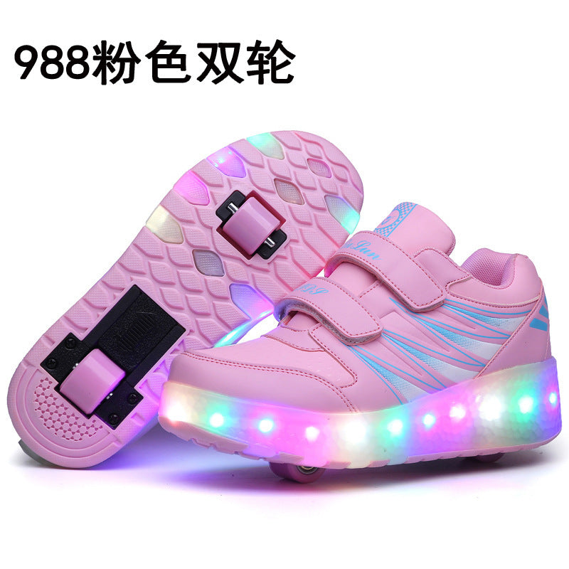 Cross-border special for Heelys shoes LED hair smooth roller shoes boys and girls student sports single and double wheels Amazon