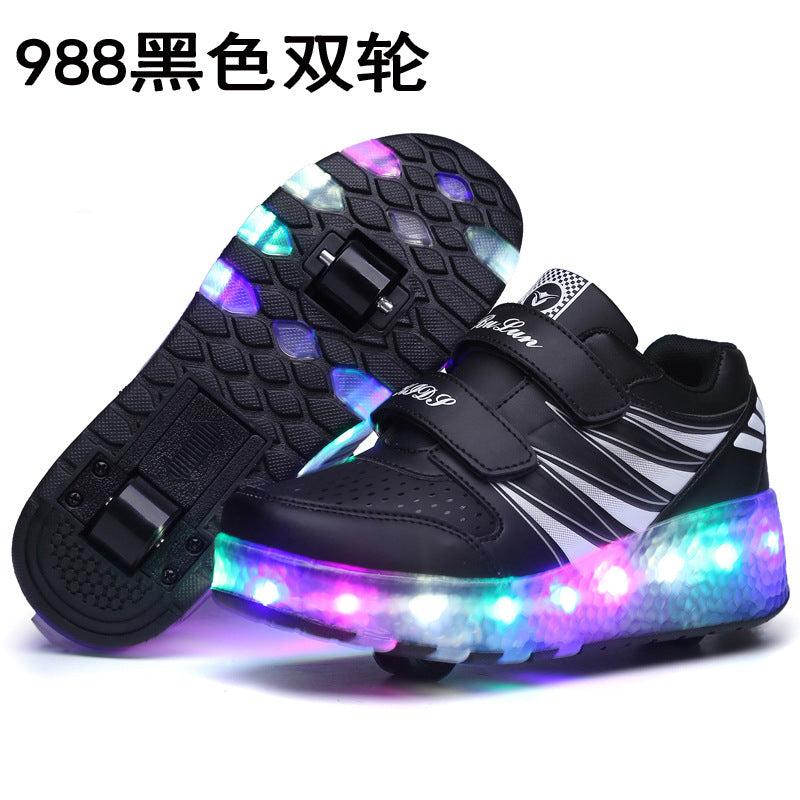 Cross-border special for Heelys shoes LED hair smooth roller shoes boys and girls student sports single and double wheels Amazon