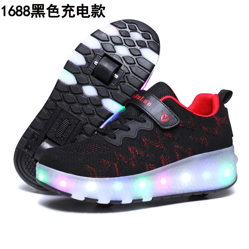 Cross-border special for Heelys shoes LED hair smooth roller shoes boys and girls student sports single and double wheels Amazon
