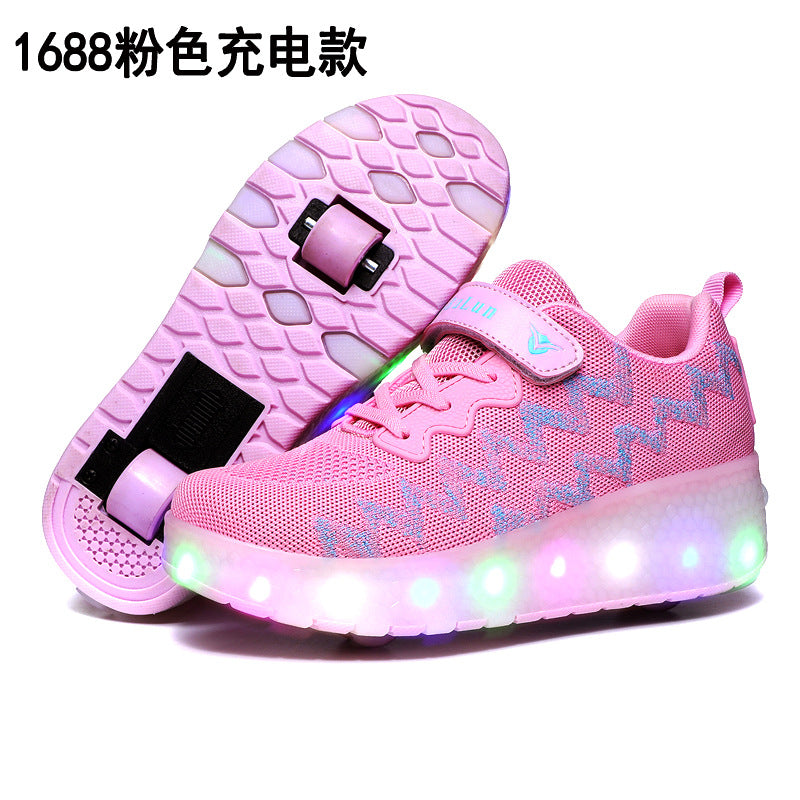 Cross-border special for Heelys shoes LED hair smooth roller shoes boys and girls student sports single and double wheels Amazon