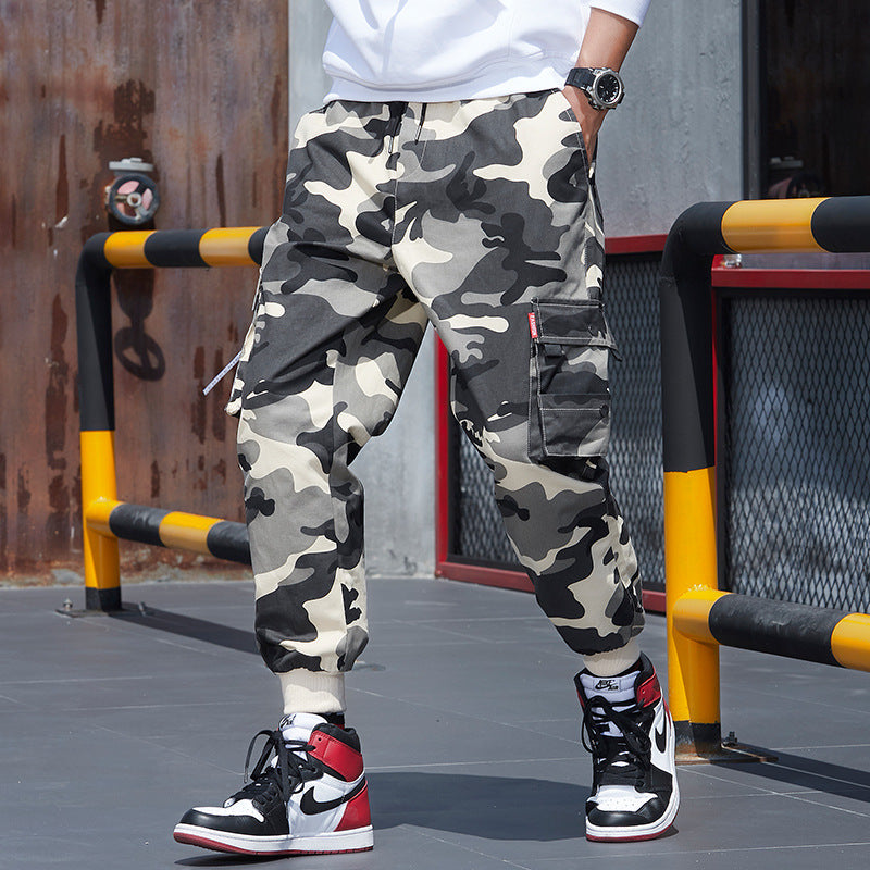 Overalls men's cotton spring and autumn new trendy brand beam feet students ins super hot casual slim nine points all-match pants