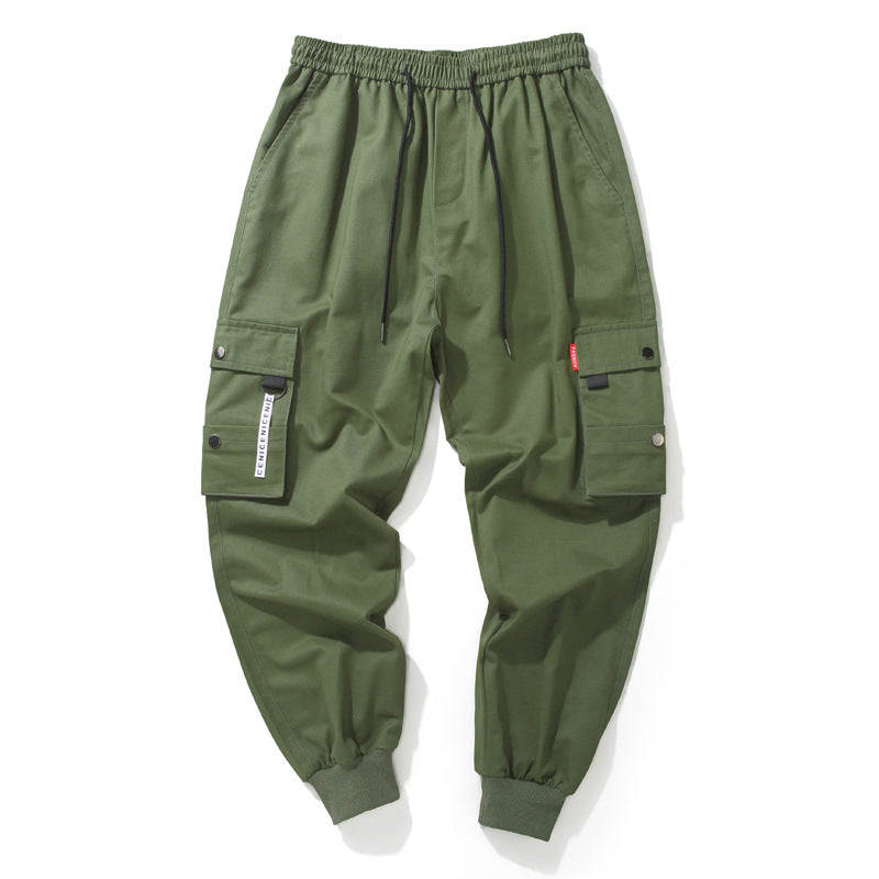 Overalls men's cotton spring and autumn new trendy brand beam feet students ins super hot casual slim nine points all-match pants