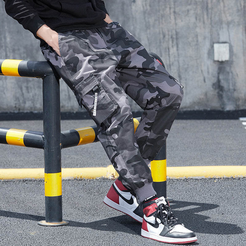 Overalls men's cotton spring and autumn new trendy brand beam feet students ins super hot casual slim nine points all-match pants