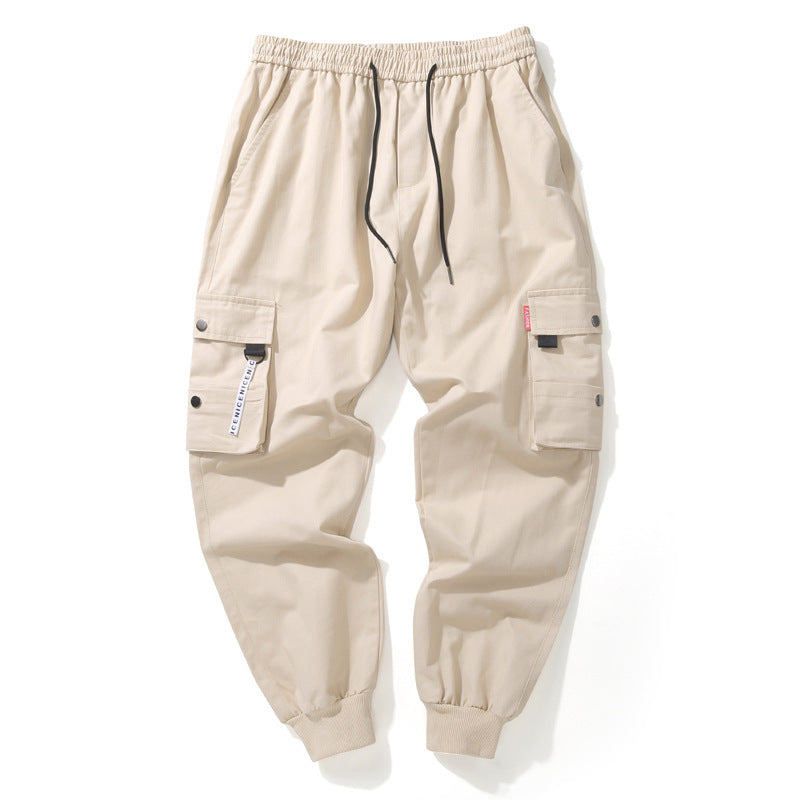 Overalls men's cotton spring and autumn new trendy brand beam feet students ins super hot casual slim nine points all-match pants