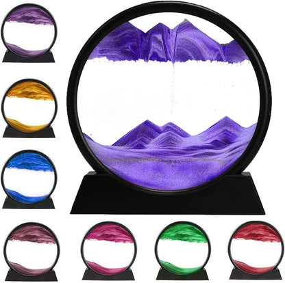 Moving Sand Art Picture Round Glass 3D Deep Sea Sandscape In Motion Display