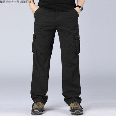 Cross-border export foreign trade multi-pocket men's workwear trousers loose trousers plus size plus size labor protection casual straight trousers