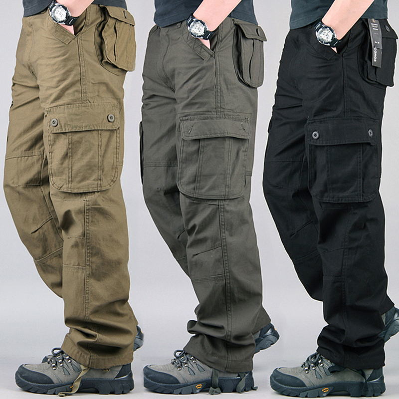 Cross-border export foreign trade multi-pocket men's workwear trousers loose trousers plus size plus size labor protection casual straight trousers
