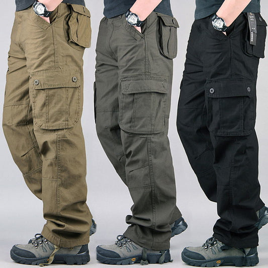 Cross-border export foreign trade multi-pocket men's workwear trousers loose trousers plus size plus size labor protection casual straight trousers