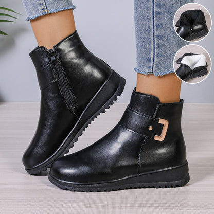 Women's Winter Fleece Boots With Side Zipper