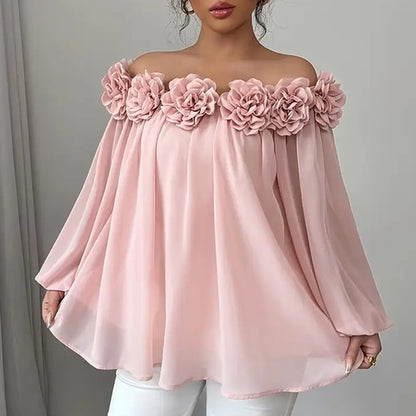 Women's 3D Floral Off Shoulder Blouse