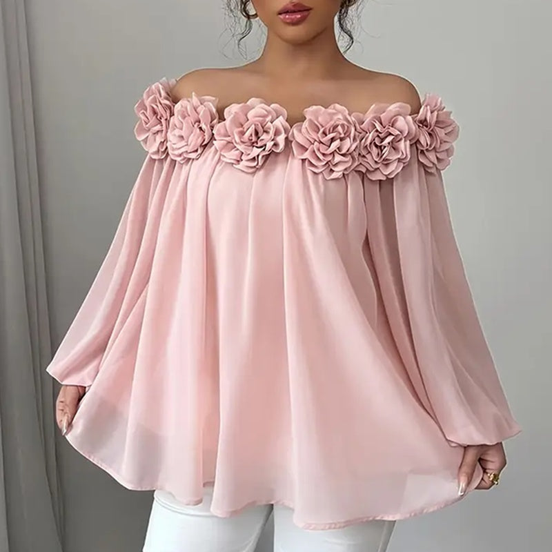 Women's 3D Floral Off Shoulder Blouse