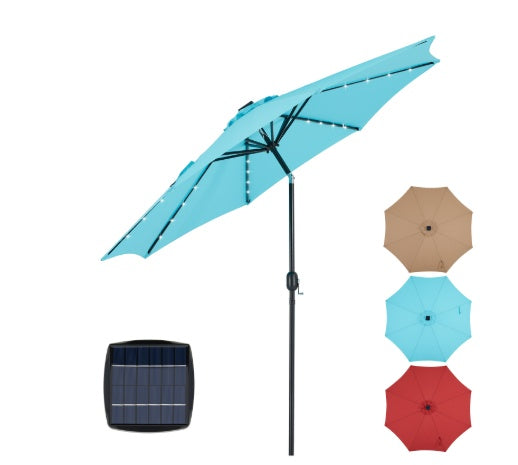 Solar 32 LED Lighted Patio Umbrella With Tilt Adjustment And UV-Resistant Fabric