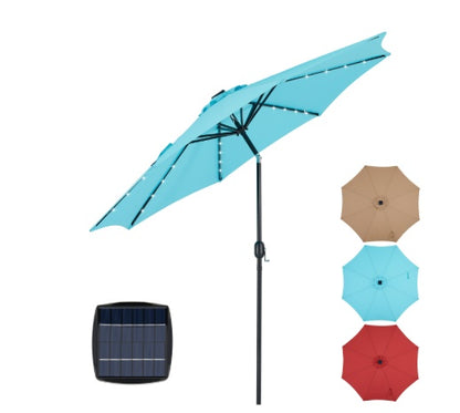 Solar 32 LED Lighted Patio Umbrella With Tilt Adjustment And UV-Resistant Fabric