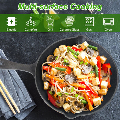 3Pc Cast Iron  Non-Stick Skillet Set