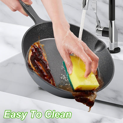 3Pc Cast Iron  Non-Stick Skillet Set