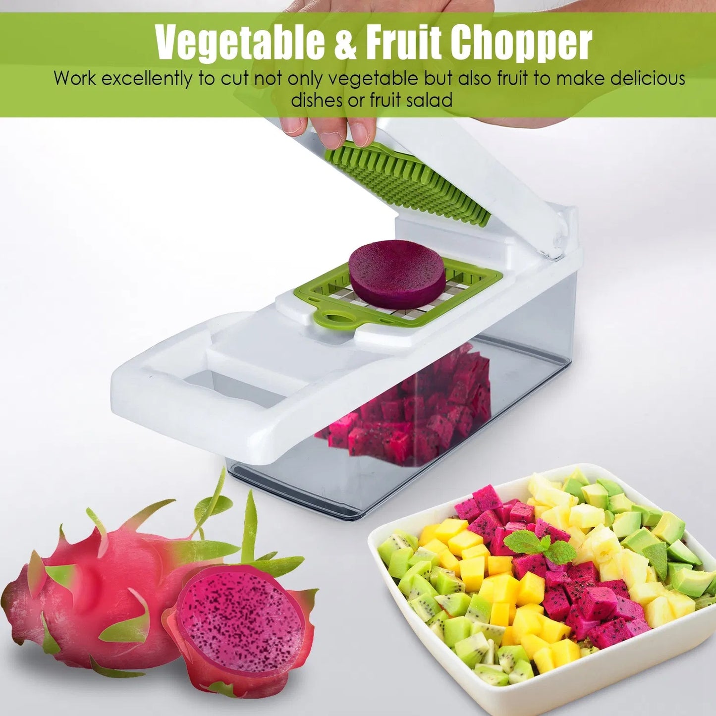12 In 1 Vegetable Chopper With Container Food Slicer Dicer Grater Peeler