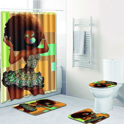 Shower curtain mat set