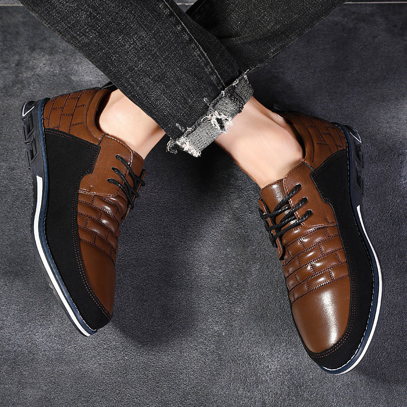Factory direct sales of new fashion British large size shoes men's cross-border hot style casual shoes men's plaid pattern men's shoes