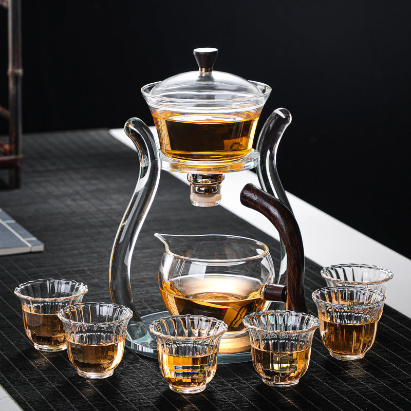 Semi-automatic glass tea set set lazy tea set lazy tea maker office glass all-in-one tea maker
