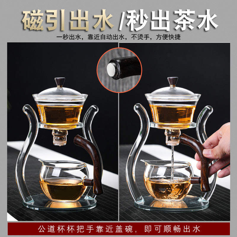 Semi-automatic glass tea set set lazy tea set lazy tea maker office glass all-in-one tea maker