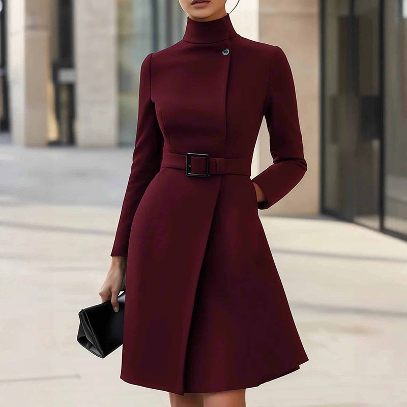 Women's Stand Collar Long Sleeve Dress