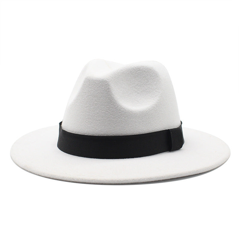 New Panama Flat Brim Fedora Hat Woolen Hat Men's And Women's Hats
