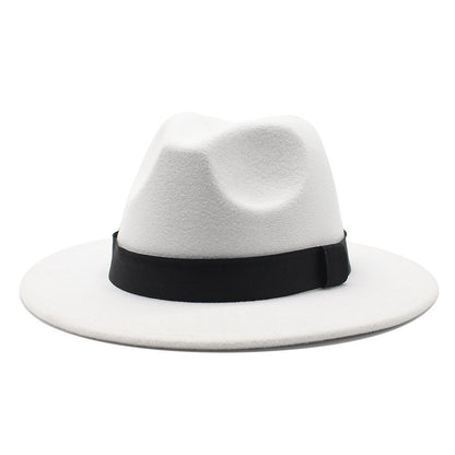 New Panama Flat Brim Fedora Hat Woolen Hat Men's And Women's Hats