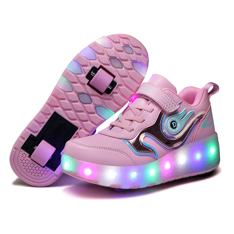 Cross-border special for Heelys shoes LED hair smooth roller shoes boys and girls student sports single and double wheels Amazon