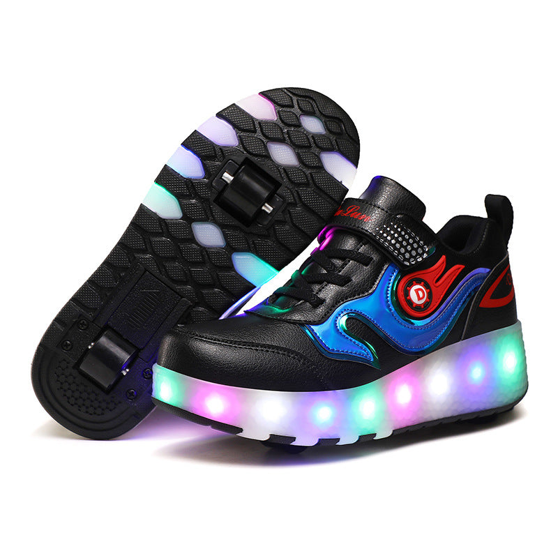 Cross-border special for Heelys shoes LED hair smooth roller shoes boys and girls student sports single and double wheels Amazon