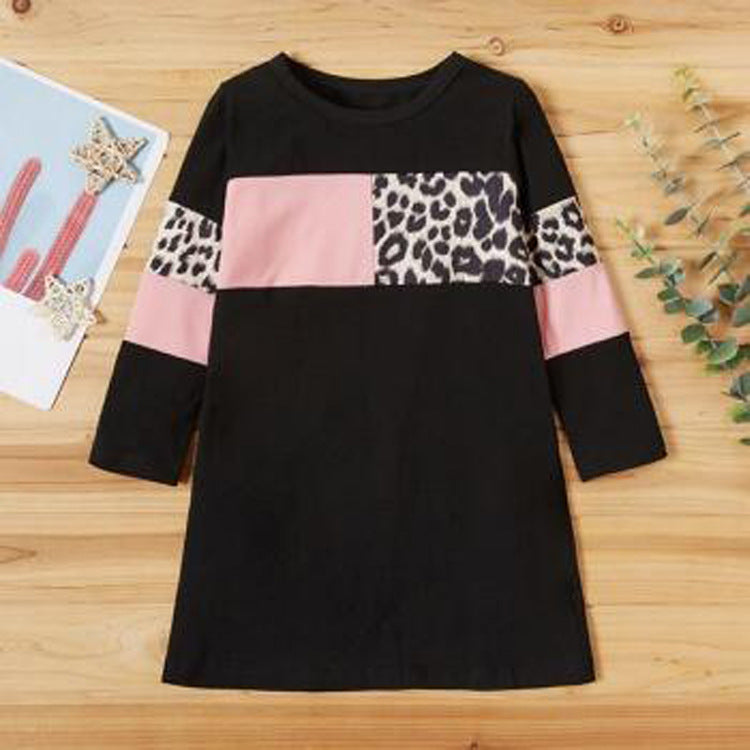 Cross-border trendy sports children's clothing 2021 spring new boys and girls long-sleeved leopard print T-shirts casual trendy clothes two-piece suit