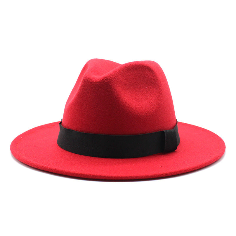 New Panama Flat Brim Fedora Hat Woolen Hat Men's And Women's Hats