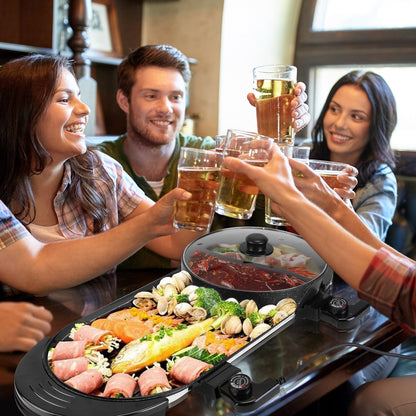 2200W  2 In 1 Electric Hot Pot With BBQ Grill Cooker Smokeless Non-Stick